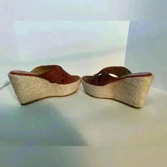 Vintage Foundry Co Lorie Espadrille Wedge Sandal Leather Style VFL254 Cognac 7.5 - Picture 7 of 11